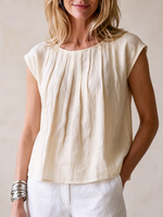 Cozy Pleated Cotton-Linen Shirt