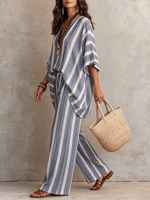 Effortless Chic Striped Two-piece Set