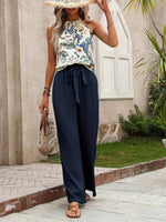 Women's Casual Stylish Floral Loose Sleeveless Top And Pants Two-piece Set