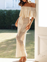 Women's Fashion Art Hollow Casual Stylish Shawl And Dress Two-piece Set