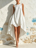 Elegant Pale Yellow High-Low Trapeze Dress