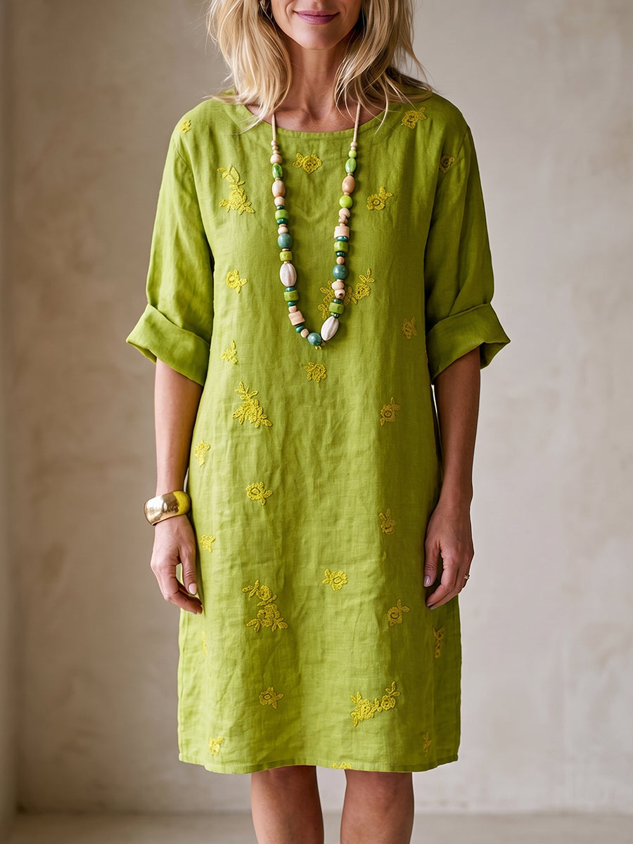 Boho-Chic Breathable Floral Embroidered Dress