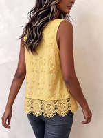Boho Embroidered Lace-trim Tank Top
