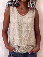 Boho Embroidered Lace-trim Tank Top