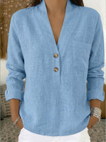 Casual Linen And Cotton Long-sleeve Shirt