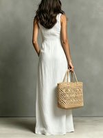 Women's Solid Color Chic Art Casual Stylish Button Long Dress