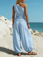 Women's Off-shoulder Art Casual Top And Pants Two-piece Set