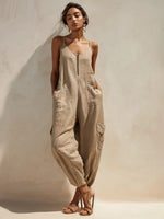 Effortless Asymmetrical Linen-Blend Jumpsuit
