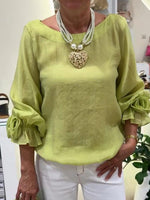 Effortless Elegance – Cotton-linen Shirt With Floral Cuffs