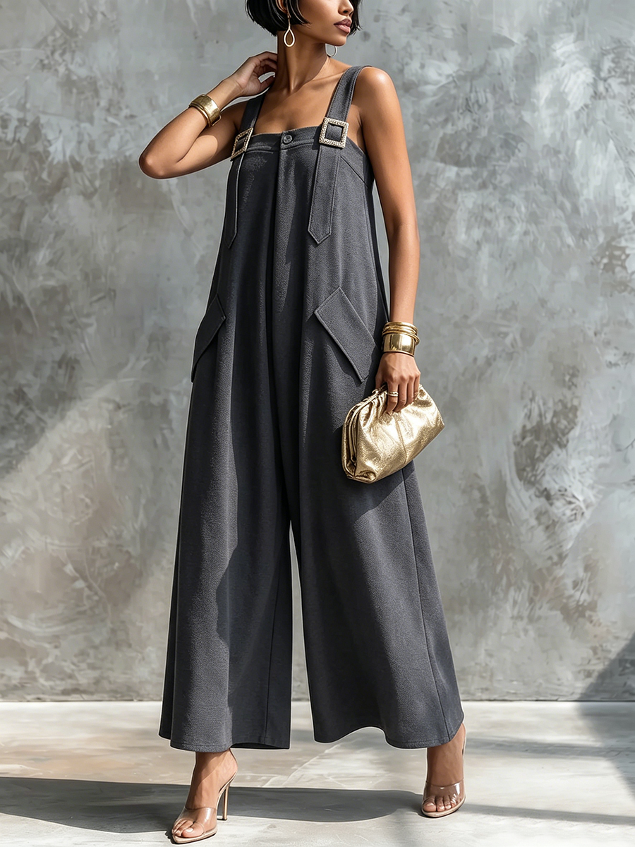 Stylish Artfully Tailored Loose-fitting Jumpsuit