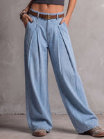Women's High-waisted Loose-fit Casual Denim Trousers