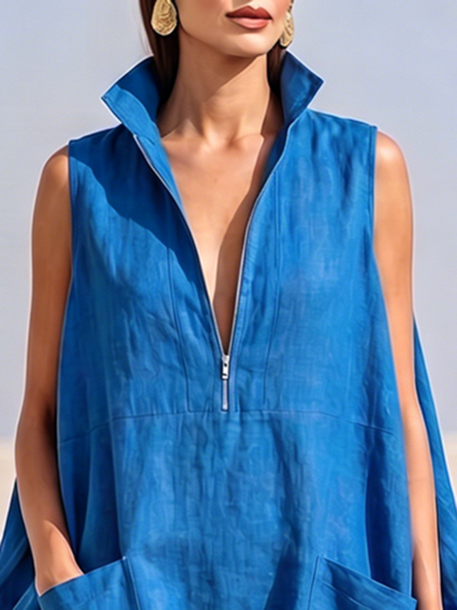 Stylish Stand-collar Cocoon Dress