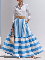 Elegant Striped Maxi Skirt