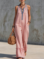 Bohemian Striped Ruffle Jumpsuit