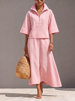 Minimalist Elegant Cotton-linen Two-piece Set