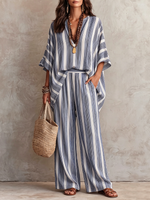 Effortless Chic Striped Two-piece Set