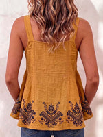 Women's Vintage Placement-print V-neck Sleeveless Casual Loose A-line Camisole Top