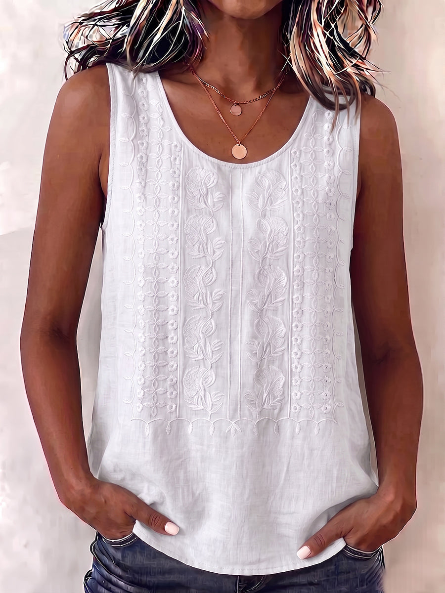 Boho Embroidered Sleeveless Blouse