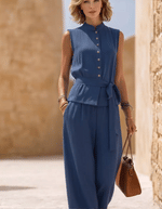 Elegant And Stylish Sleeveless Button-down Cardigan For Women, Casual And Work-appropriate Jumpsuit