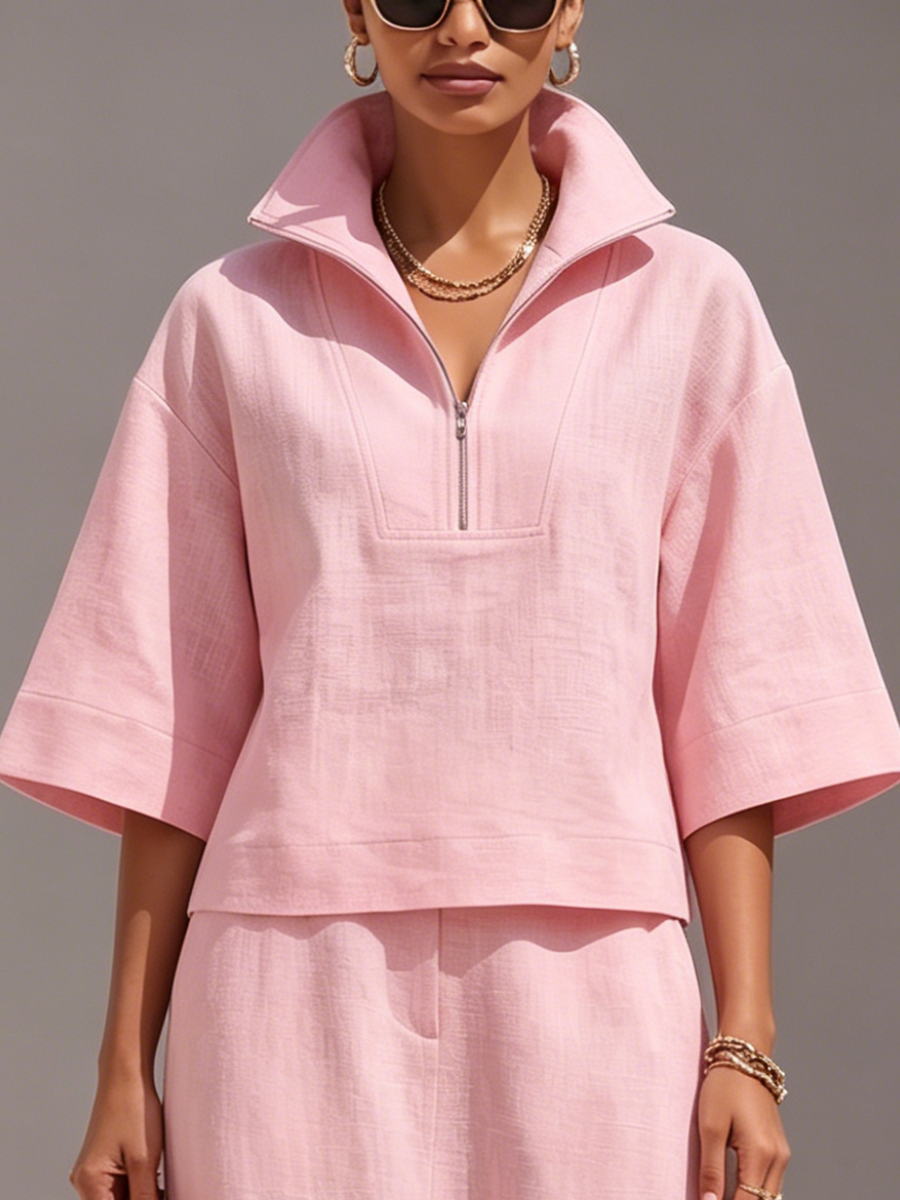 Minimalist Elegant Cotton-linen Two-piece Set