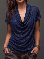 Flattering Boho Shimmer Cowl-neck Top