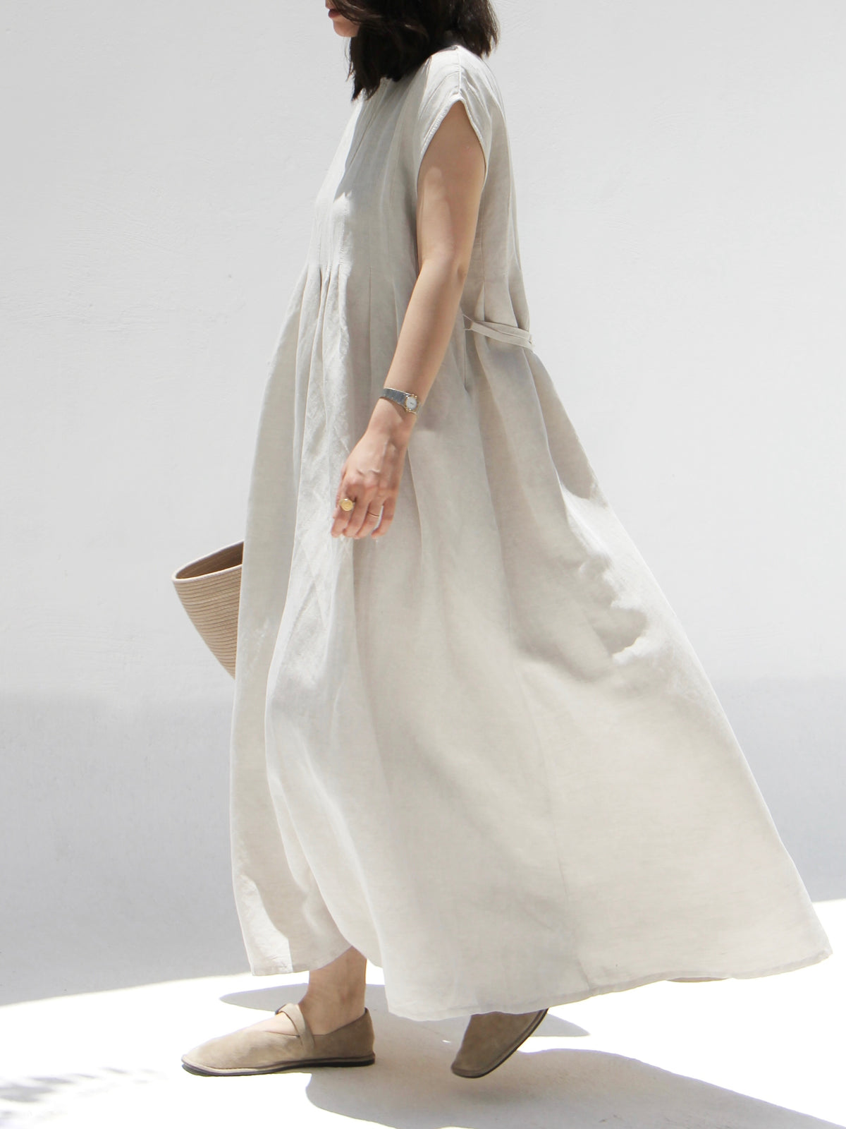 Loose-fitting, Casual Linen-cotton Maxi Dress