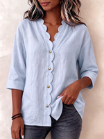Chic Scalloped Edge Button-up Shirt