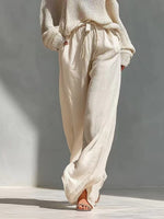 Women's Casual Knit Stylish Top And Wide Leg Pants Two-piece Set