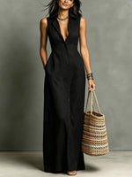 Women's Solid Color Chic Art Casual Stylish Button Long Dress