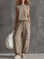 Casual Streetwear Cotton T-shirt And Cargo Pants Two-piece Set